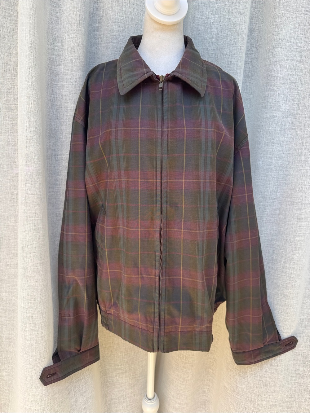 1879 Joey Rodolfo plaid green purple zip-up blouson bomber jacket